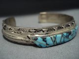 Museum Quality Vintage Native American Jewelry Navajo Lander Blue Turquoise Sterling Silver Bracelet-Nativo Arts
