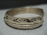 Museum Quality Vintage Native American Jewelry Navajo Lander Blue Turquoise Sterling Silver Bracelet-Nativo Arts