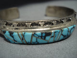 Museum Quality Vintage Native American Jewelry Navajo Lander Blue Turquoise Sterling Silver Bracelet-Nativo Arts