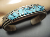Museum Quality Vintage Native American Jewelry Navajo Lander Blue Turquoise Sterling Silver Bracelet-Nativo Arts