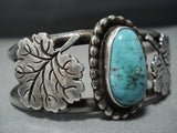 Museum Quality Vintage Native American Jewelry Navajo Maple Leaf Sterling Silver Turquoise Bracelet Old-Nativo Arts