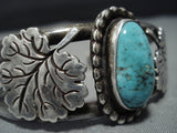 Museum Quality Vintage Native American Jewelry Navajo Maple Leaf Sterling Silver Turquoise Bracelet Old-Nativo Arts