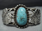 Museum Quality Vintage Native American Jewelry Navajo Maple Leaf Sterling Silver Turquoise Bracelet Old-Nativo Arts