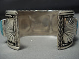 Museum Quality Vintage Native American Jewelry Navajo Natural Squared Turquoise Sterling Silver Bracelet-Nativo Arts