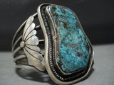 Museum Quality!! Vintage Native American Jewelry Navajo Old Morenci Turquoise Sterling Silver Bracelet-Nativo Arts