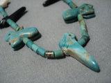 Museum Quality Vintage Native American Jewelry Navajo Royston Turquoise Fetish Sterling Silver Necklace-Nativo Arts