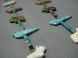 Museum Quality Vintage Native American Jewelry Navajo Royston Turquoise Fetish Sterling Silver Necklace-Nativo Arts