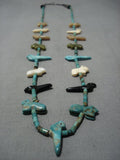 Museum Quality Vintage Native American Jewelry Navajo Royston Turquoise Fetish Sterling Silver Necklace-Nativo Arts