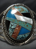 Museum Quality Vintage Native American Jewelry Navajo Royston Turquoise Inlay Sterling Silver Bracelet-Nativo Arts