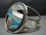 Museum Quality Vintage Native American Jewelry Navajo Royston Turquoise Inlay Sterling Silver Bracelet-Nativo Arts