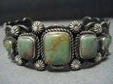 Museum Quality Vintage Native American Jewelry Navajo Squared Royston Turquoise Sterling Silver Bracelet-Nativo Arts