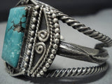 Museum Quality Vintage Native American Jewelry Navajo Squared Turquoise Sterling Silver Bracelet Old-Nativo Arts