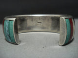 Museum Quality Vintage Native American Jewelry Navajo Thick Inlaid Sterling Silver Bracelet Cuff-Nativo Arts