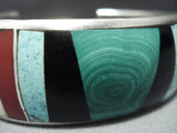 Museum Quality Vintage Native American Jewelry Navajo Thick Inlaid Sterling Silver Bracelet Cuff-Nativo Arts