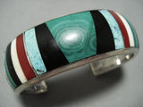 Museum Quality Vintage Native American Jewelry Navajo Thick Inlaid Sterling Silver Bracelet Cuff-Nativo Arts