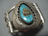 Museum Quality Vintage Native American Jewelry Navajo Turquoise Sterling Silver Bracelet Cuff Old-Nativo Arts