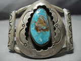 Museum Quality Vintage Native American Jewelry Navajo Turquoise Sterling Silver Bracelet Cuff Old-Nativo Arts
