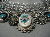 Museum Quality!! Vintage Native American Jewelry Navajo Turquoise Sterling Silver Charm Bracelet Old-Nativo Arts