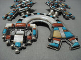Museum Quality Vintage Native American Jewelry Navajo Turquoise Sterling Silver Squash Blossom Necklace-Nativo Arts