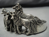 Museum Quality Vintage Native American Jewelry Navajo Wolf Pack Sterling Silver Bracelet Cuff Old-Nativo Arts