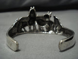 Museum Quality Vintage Native American Jewelry Navajo Wolf Pack Sterling Silver Bracelet Cuff Old-Nativo Arts