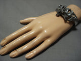 Museum Quality Vintage Native American Jewelry Navajo Wolf Pack Sterling Silver Bracelet Cuff Old-Nativo Arts