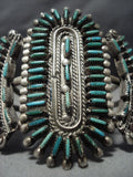 Museum Quality Vintage Native American Jewelry Zuni Green Turquoise Sterling Silver Bracelet-Nativo Arts