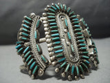 Museum Quality Vintage Native American Jewelry Zuni Green Turquoise Sterling Silver Bracelet-Nativo Arts