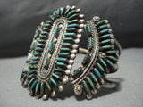 Museum Quality Vintage Native American Jewelry Zuni Green Turquoise Sterling Silver Bracelet-Nativo Arts