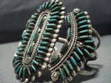 Museum Quality Vintage Native American Jewelry Zuni Green Turquoise Sterling Silver Bracelet-Nativo Arts