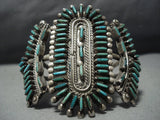 Museum Quality Vintage Native American Jewelry Zuni Green Turquoise Sterling Silver Bracelet-Nativo Arts
