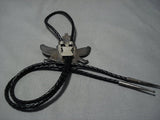 Museum Quality Vintage Native American Jewelry Zuni Turquoise Sterling Silver Kachina Bolo Tie Old-Nativo Arts