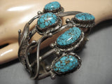 Museum Quality Vintage Native American Navajo #8 Turquoise Sterling Silver Bracelet Old-Nativo Arts
