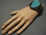 Museum Quality Vintage Native American Navajo #8 Turquoise Sterling Silver Bracelet Old-Nativo Arts