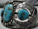 Museum Quality Vintage Native American Navajo #8 Turquoise Sterling Silver Bracelet Old-Nativo Arts