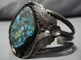 Museum Quality Vintage Native American Navajo Bisbee Turquoise Sterling Silver Bracelet Old-Nativo Arts