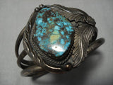 Museum Quality Vintage Native American Navajo Bisbee Turquoise Sterling Silver Bracelet Old-Nativo Arts