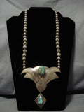 Museum Quality Vintage Native American Navajo Carico Lake Turquoise Sterling Silver Necklace Old-Nativo Arts