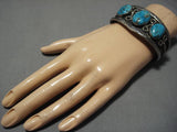 Museum Quality Vintage Native American Navajo Domed Bisbee Turquoise Sterling Silver Bracelet-Nativo Arts