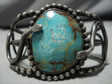 Museum Quality Vintage Native American Navajo Early Snake Turquoise Sterling Silver Bracelet Old-Nativo Arts