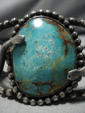 Museum Quality Vintage Native American Navajo Early Snake Turquoise Sterling Silver Bracelet Old-Nativo Arts