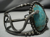 Museum Quality Vintage Native American Navajo Early Snake Turquoise Sterling Silver Bracelet Old-Nativo Arts