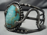Museum Quality Vintage Native American Navajo Early Snake Turquoise Sterling Silver Bracelet Old-Nativo Arts