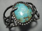 Museum Quality Vintage Native American Navajo Early Snake Turquoise Sterling Silver Bracelet Old-Nativo Arts