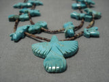 Museum Quality Vintage Native American Navajo Royston Turquoise Fetish Sterling Silver Necklace-Nativo Arts