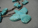 Museum Quality Vintage Native American Navajo Royston Turquoise Fetish Sterling Silver Necklace-Nativo Arts