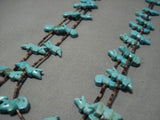 Museum Quality Vintage Native American Navajo Royston Turquoise Fetish Sterling Silver Necklace-Nativo Arts