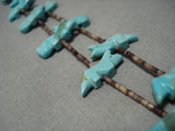 Museum Quality Vintage Native American Navajo Royston Turquoise Fetish Sterling Silver Necklace-Nativo Arts