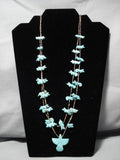 Museum Quality Vintage Native American Navajo Royston Turquoise Fetish Sterling Silver Necklace-Nativo Arts