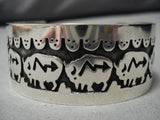 Museum Quality Vintage Native American Navajo Sherry Cisco Buffalo Sterling Silver Bracelet Old-Nativo Arts